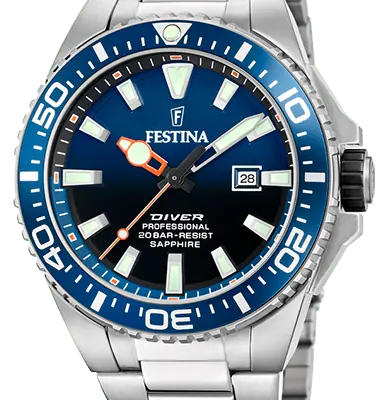 Festina The Originals Stainless Steel Blue Dial Quartz Diver's F20663-1 200M Men's Watch