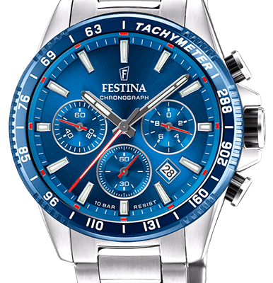 Festina Timeless Chronograph Stainless Steel Blue Dial Quartz F20560-3 100M Men's Watch