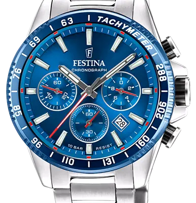 Festina Timeless Chronograph Stainless Steel Blue Dial Quartz F20560-3 100M Men's Watch