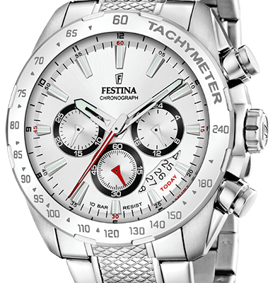 Festina Timeless Chronograph Stainless Steel White Dial Quartz F20668-1 100M Men's Watch