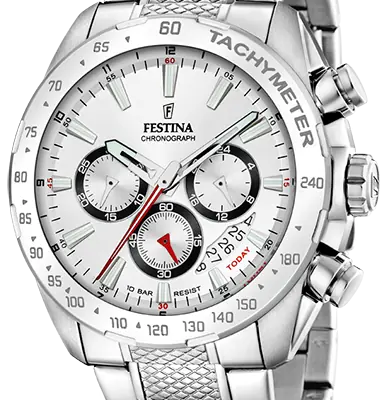 Festina Timeless Chronograph Stainless Steel White Dial Quartz F20668-1 100M Men's Watch
