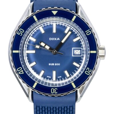Doxa Sub 200 Caribbean Stainless Steel Blue Dial Automatic Diver's 799.10.201.32 200M Men's Watch With Extra Strap