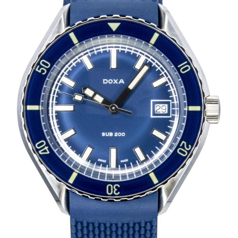 Doxa Sub 200 Caribbean Stainless Steel Blue Dial Automatic Diver's 799.10.201.32 200M Men's Watch With Extra Strap