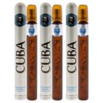 Cuba Blue by Cuba for Men 1.2 oz Eau de Toilette Spray Pack of 3