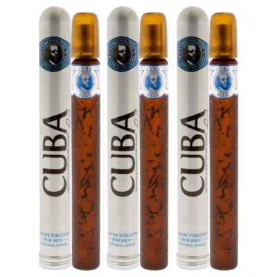 Cuba Blue by Cuba for Men 1.2 oz Eau de Toilette Spray Pack of 3
