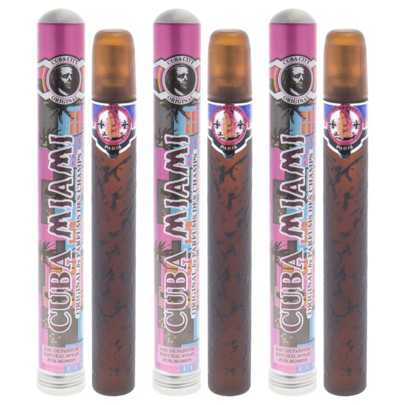 Cuba City Miami by Cuba for Women 1.17 oz Eau de Parfum Spray Pack of 3