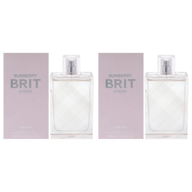 Burberry Brit Sheer by Burberry for Women 3.3 oz EDT Spray Pack of 2
