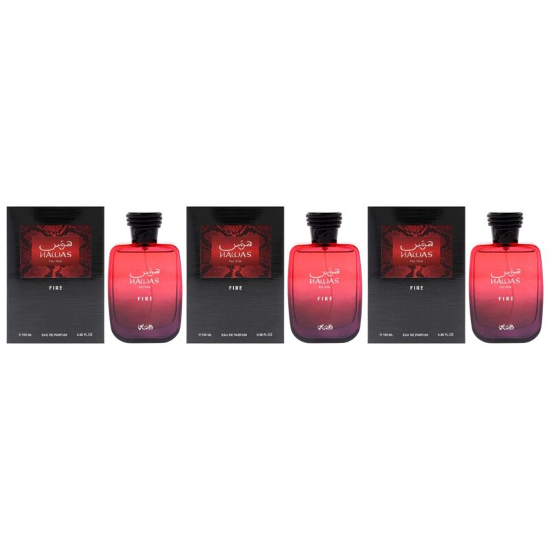 Rasasi Hawas Collection - Hawas Fire by Rasasi for Men 3.38 oz EDP Spray Pack of 3