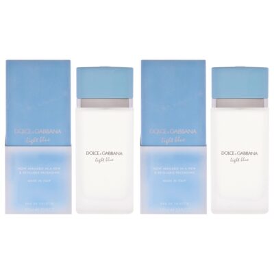 Dolce and Gabbana Light Blue for Women 3.3 oz EDT Spray Refillable Pack of 2