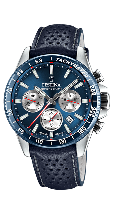 8920377675621eda50ad80977948a0b757f9f871_F20561_2.png Festina Timeless Chronograph Leather Strap Blue Dial Quartz F20561-2 100M Men's Watch