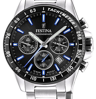 Festina Timeless Chronograph Stainless Steel Black Dial Quartz F20560-5 100M Men's Watch