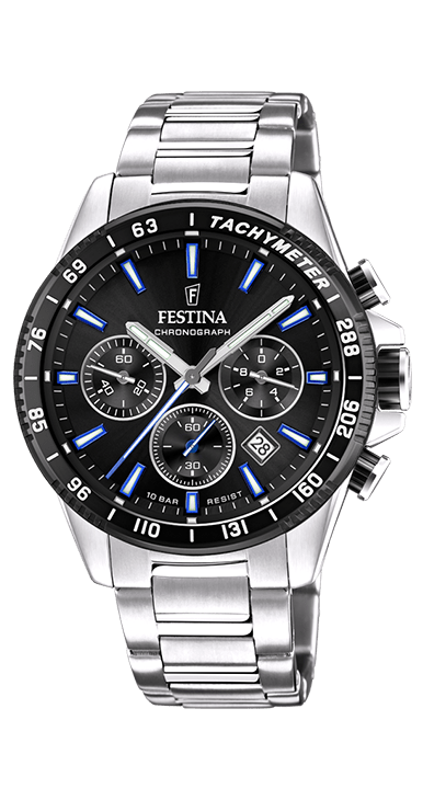 9c3b001abd05cb9dd6fafb058e02daff935015b4_F20560_5.png Festina Timeless Chronograph Stainless Steel Black Dial Quartz F20560-5 100M Men's Watch