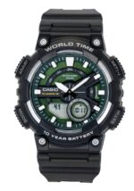 Casio Analog Digital Resin Strap Green Dial Quartz AEQ-110W-3A2V 100M Men's Watch
