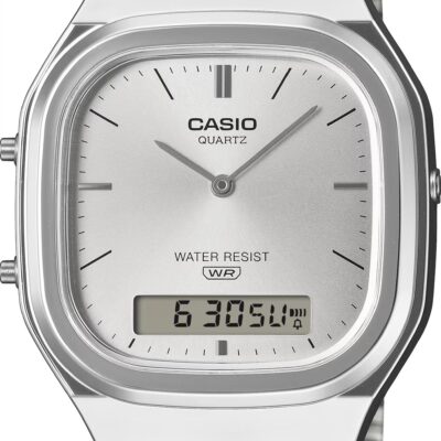 Casio Vintage Edgy Rounded Square - Silver (AQ-240E-7AEF) Unisex WATCHES