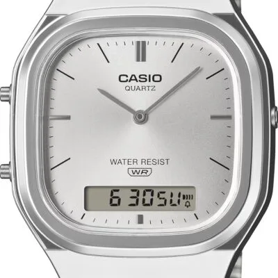 Casio Vintage Edgy Rounded Square - Silver (AQ-240E-7AEF) Unisex WATCHES