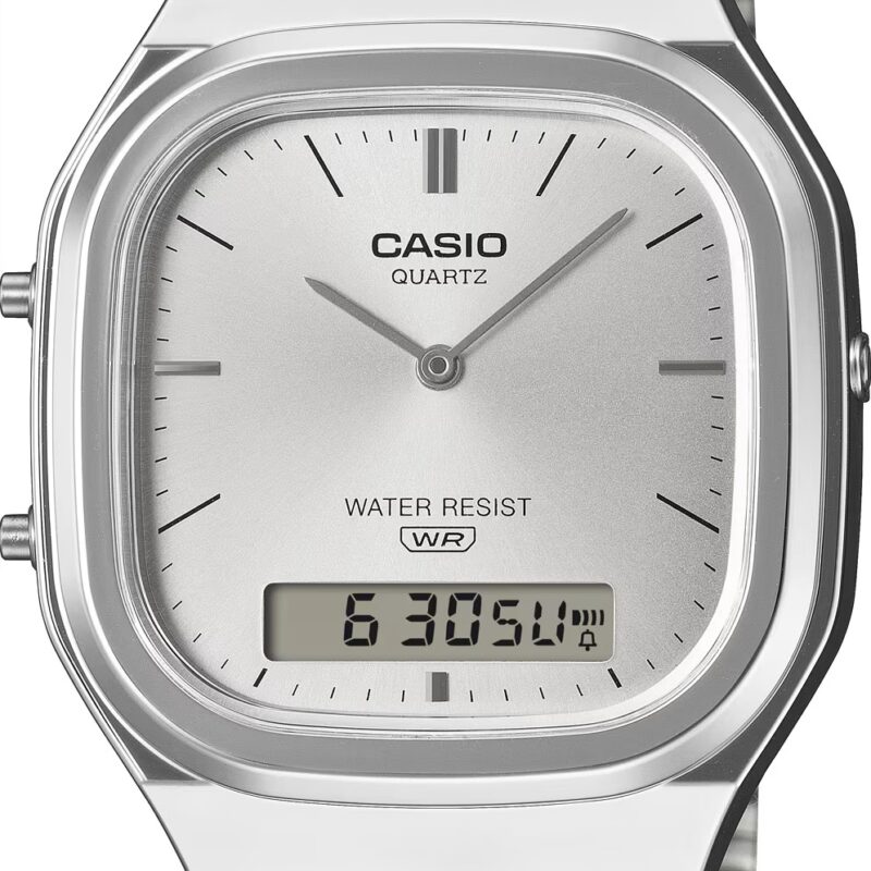 Casio Vintage Edgy Rounded Square - Silver (AQ-240E-7AEF) Unisex WATCHES