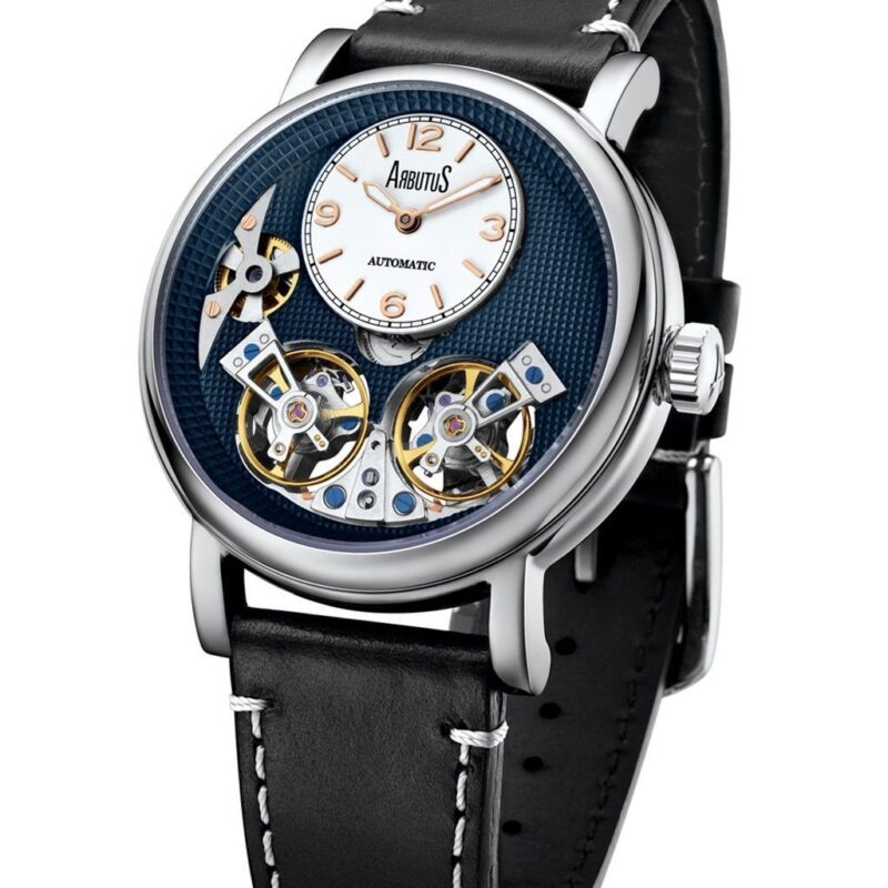 Arbutus Wall Street Leather Strap Blue Open Heart Dial Automatic AR1804SUB Men's Watch