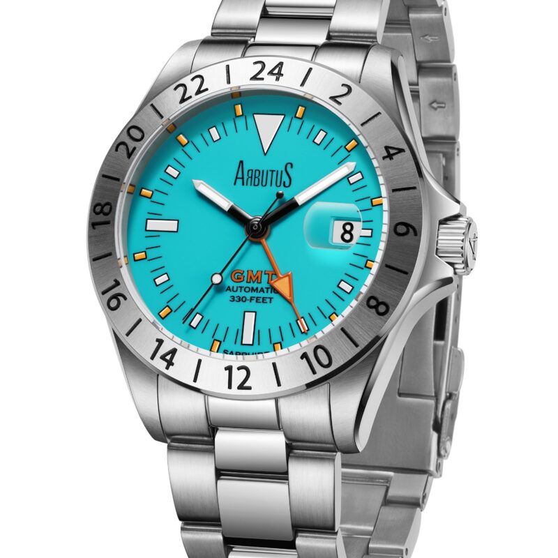 Arbutus Limited Edition GMT Stainless Steel Teal Dial Automatic AR9922SUS 100M Men's Watch