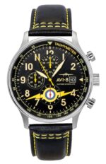 AVI-8 Hawker Hurricane Classic Chronograph Leather Strap Black Dial Quartz AV-4011-0Z Men's Watch With Extra Strap