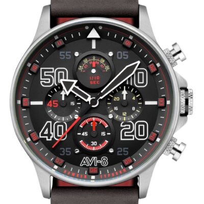 AVI-8 Hawker Typhoon Coningham Chronograph Leather Strap Black Dial Quartz AV-4093-0A Men's Watch