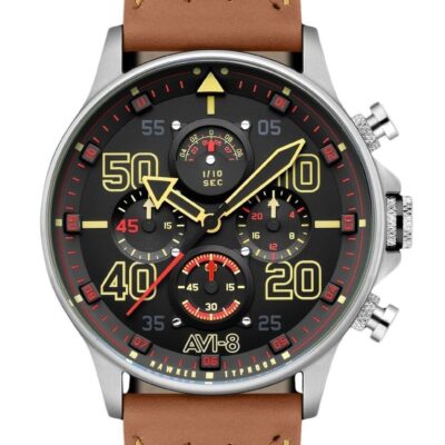 AVI-8 Hawker Typhoon Coningham Chronograph Baldwin Leather Strap Black Dial Quartz AV-4093-0B Men's Watch
