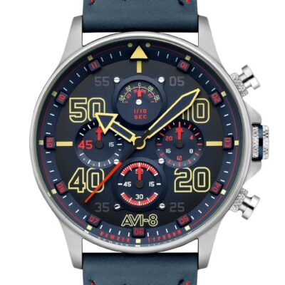 AVI-8 Hawker Typhoon Coningham Chronograph Rumbold Leather Strap Blue Dial Quartz AV-4093-0C Men's Watch