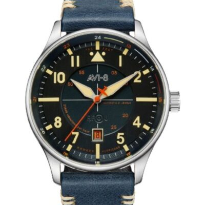 AVI-8 Hawker Hurricane Kent Automatic Sussex Leather Strap Blue Dial Automatic AV-4094-02 Men's Watch