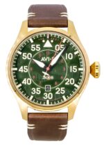 AVI-8 Hawker Hurricane Clowes Northholt Leather Strap Green Dial Automatic AV-4097-04 Men's Watch