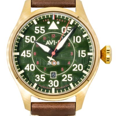 AVI-8 Hawker Hurricane Clowes Northholt Leather Strap Green Dial Automatic AV-4097-04 Men's Watch