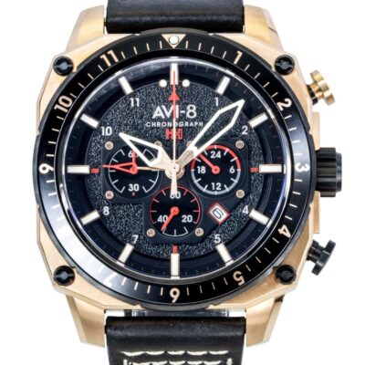 AVI-8 Hawker Hunter Atlas Dual Time Chronograph Jet Black Dial Quartz AV-4100-06 Men's Watch