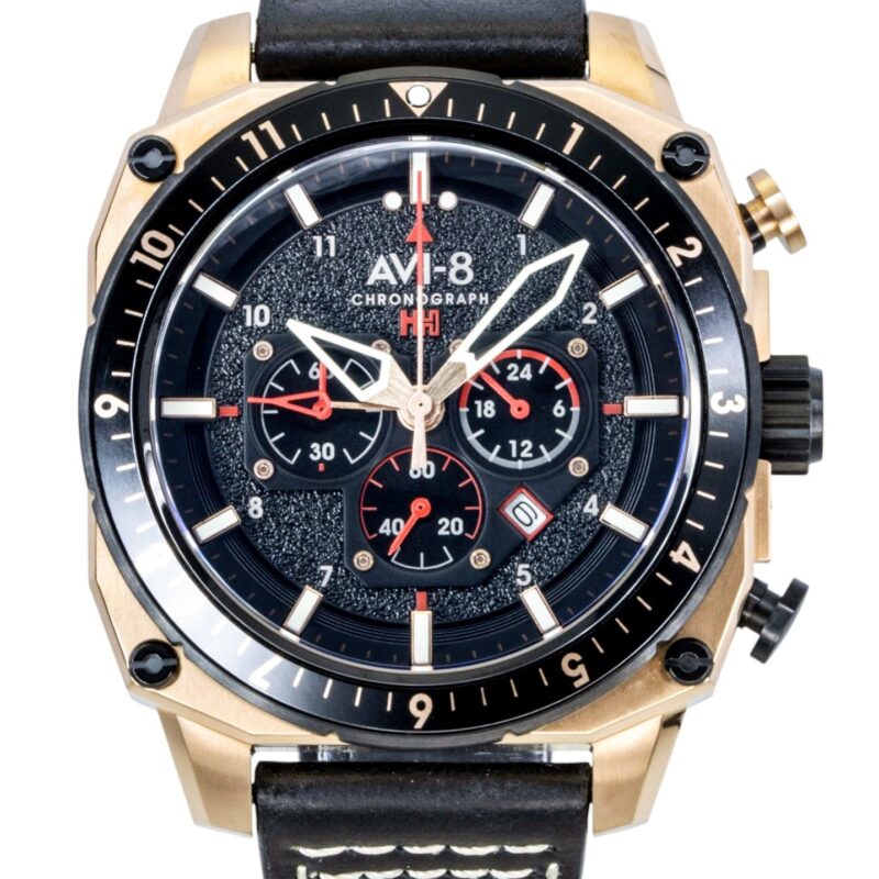 AVI-8 Hawker Hunter Atlas Dual Time Chronograph Jet Black Dial Quartz AV-4100-06 Men's Watch