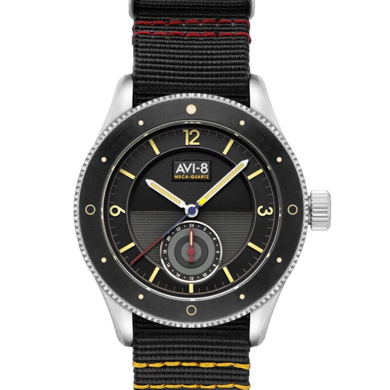 AVI-8 Flyboy Airmaster Sector Meca-Quartz Raven Black Nylon Strap Black Dial AV-4112-01 Men's Watch
