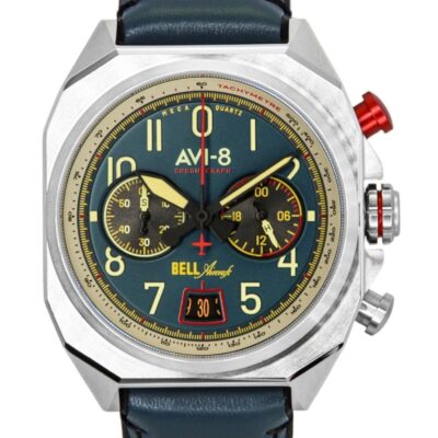 AVI-8 Bell X-1 Machbuster Chronograph Aviation Blue Rubber Strap Blue Dial Quartz AV-4118-01 Men's Watch