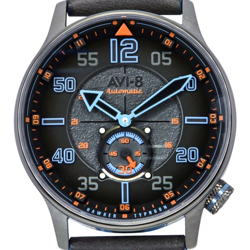 AVI-8 Hawker Typhoon Baldwin Iron Blue Leather Strap Grey Dial Automatic AV-4119-03 Men's Watch