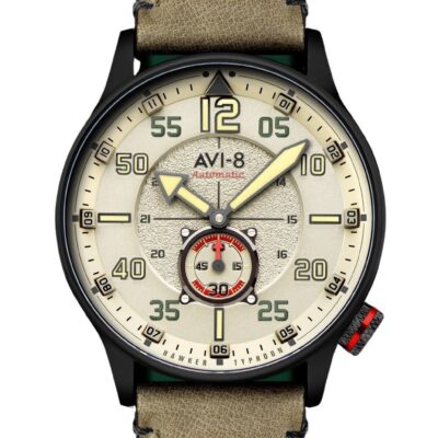 AVI-8 Hawker Typhoon Baldwin Automatic Leather Strap Dark Khaki Dial AV-4119-04 Men's Watch