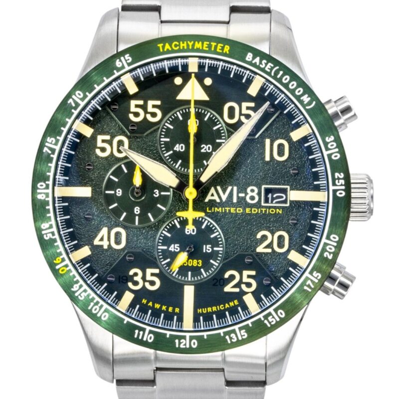AVI-8 Hawker Hurricane Chronograph Limited Edition Green Dial Quartz AV-4130-33 Men's Watch With Extra Strap