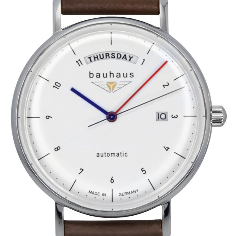Bauhaus Classic Leather Strap White Dial Automatic 21621 Men's Watch