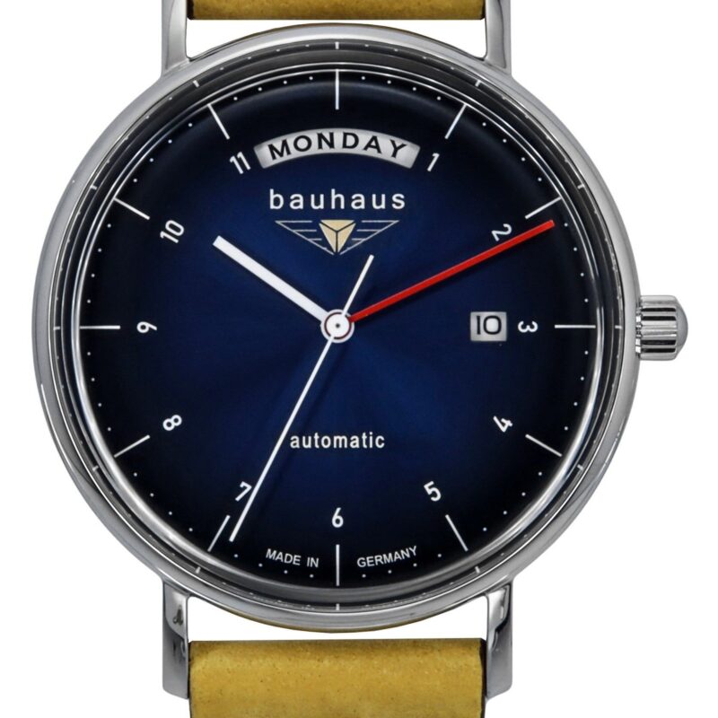 Bauhaus Classic Leather Strap Dark Blue Dial Automatic 21623 Men's Watch
