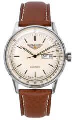 Bauhaus Aviation Leather Strap Beige Dial Automatic 23665 100M Men's Watch