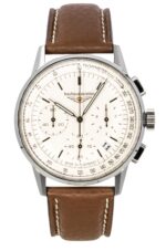 Bauhaus Aviation Chronograph Leather Strap Beige Dial Quartz 23765 100M Men's Watch
