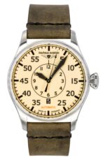 Bauhaus Aviation Leather Strap Beige Dial Automatic 27565 Men's Watch