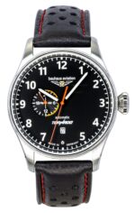 Bauhaus Aviation Tornado Leather Strap Black Dial Automatic 27642 Men's Watch