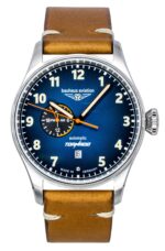 Bauhaus Aviation Tornado Leather Strap Blue Dial Automatic 27643 Men's Watch