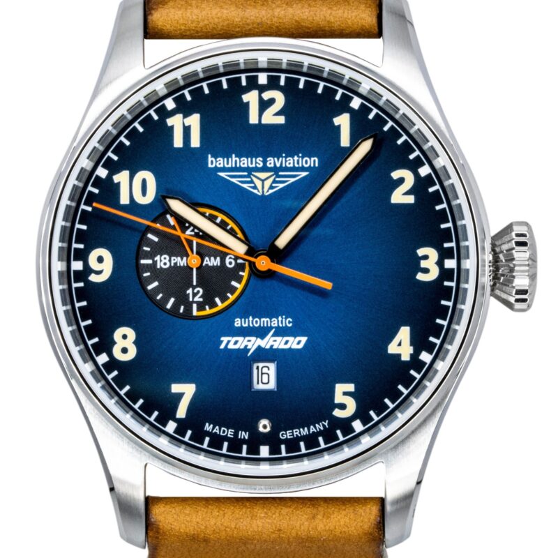 Bauhaus Aviation Tornado Leather Strap Blue Dial Automatic 27643 Men's Watch