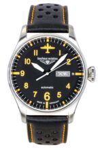 Bauhaus Aviation Leather Strap Black Dial Automatic 27665 Men's Watch