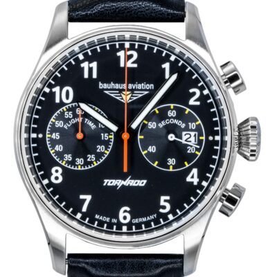 Bauhaus Aviation Tornado chronograph Leather Strap Black Dial Quartz 27702 Men's Watch