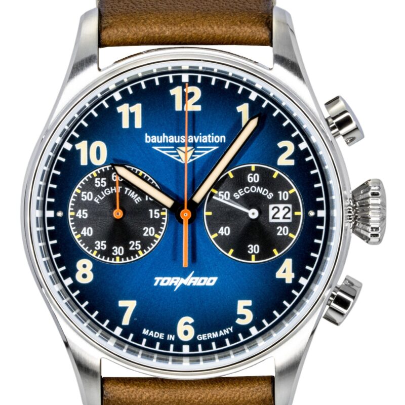 Bauhaus Aviation Tornado chronograph Leather Strap Blue Dial Quartz 27723 Men's Watch Bauhaus Aviation Tornado chronograph Leather Strap Blue Dial Quartz 27723 Men's Watch