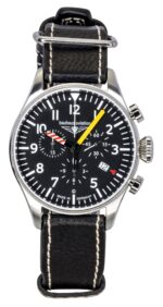 Bauhaus Aviation Chronograph Leather Strap Black Dial Quartz 27885 100M Men's Watch