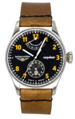 Bauhaus Aviation Tornado Leather Strap Black Dial Automatic 27905 Men's Watch