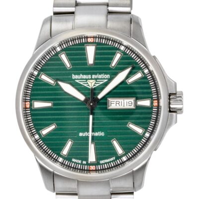 Bauhaus Aviation Titanium Green Dial Automatic 2862M4 100M Men's Watch
